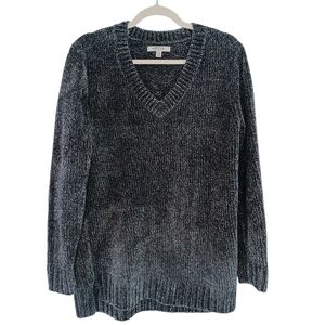 Orvis Sweater Women's Size Medium Dark Gray/Blue Tint Long Sleeve V-Neck